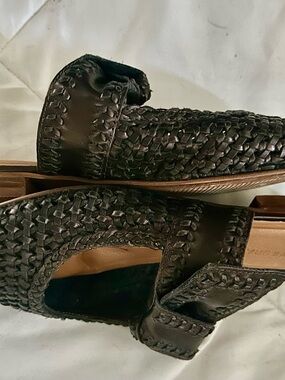 Lucky Brand Black Woven Leather Slip-Ons